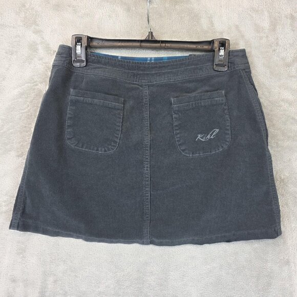Kuhl Skirt Womens 4 Charcoal Corduroy Button Front Zip Pockets Casual Style 6191 - Picture 5 of 12